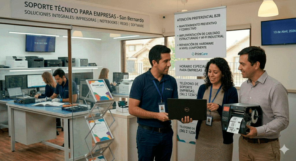 Consultoría y soporte técnico integral para empresas en PrintCare, especialistas en mantenimiento de flotas de impresoras, notebooks y redes corporativas en Santiago